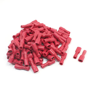 FDFD1-187 Female Spade Crimp Insulated Terminals 22-16AWG and 100 Piece, Red