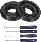 2Pcs Oil Seal, 10x22x5mm TC Nitrile Rubber Double Lip Cover with Hook Kit and Spring for Mechanical Automobile Bearing Shaft, Black