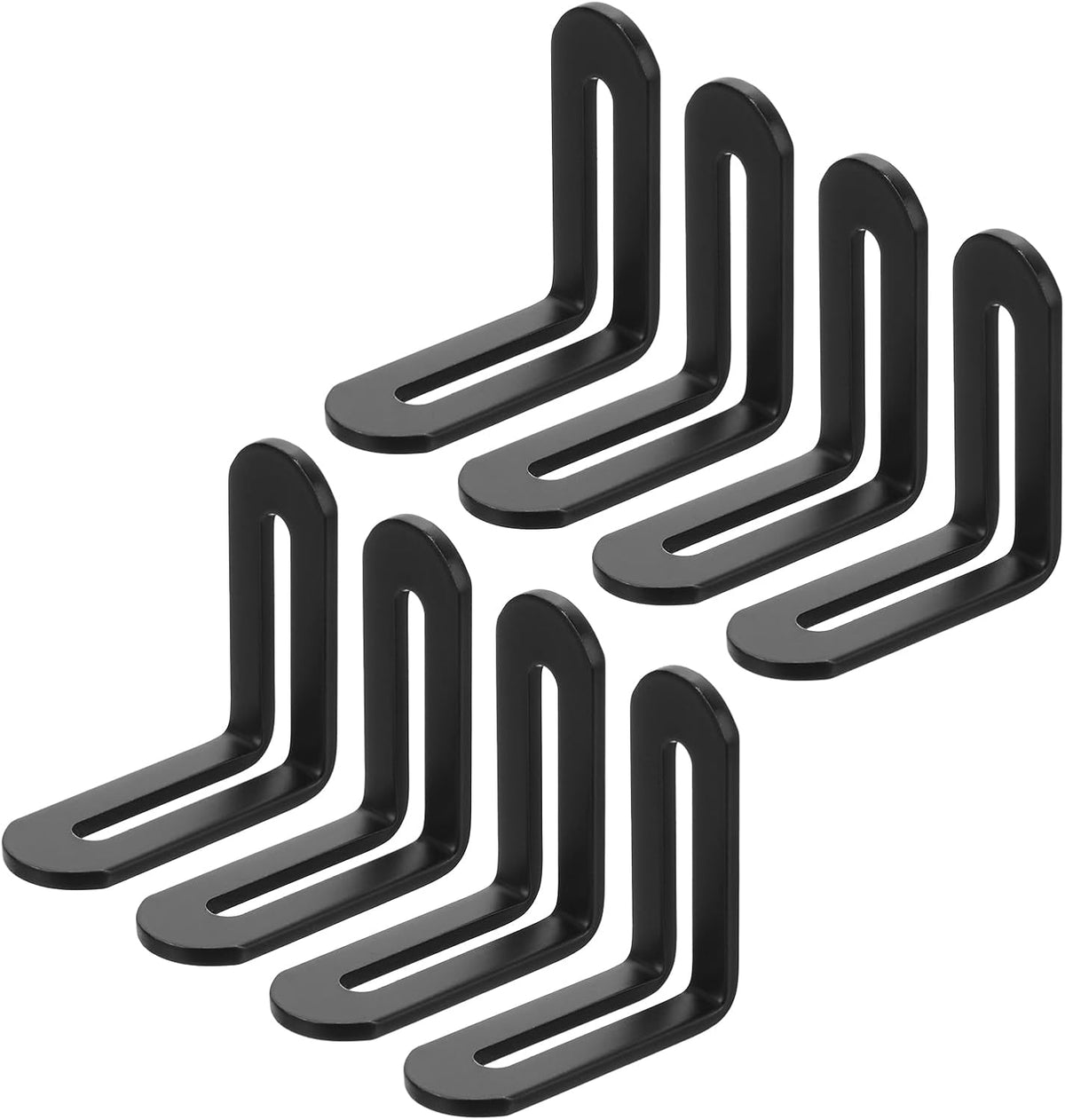 8Pcs Adjustable L-Shape Corner Brace with Slot, 1.89 x 1.89 Inch Stainless Steel Slotted Right Angle Corner Bracket for Wooden Furniture Cabinet, Black
