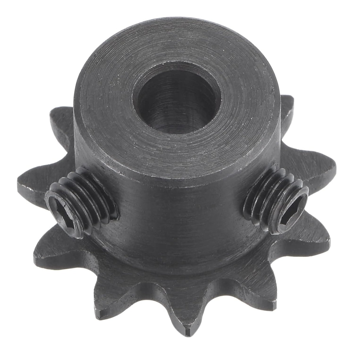 11 Tooth Roller Sprocket B Type, #25 Chain, Single Strand 1/4" Pitch, 6mm Bore Black Oxide C45 Carbon Steel with Set Screws for ISO 04C
