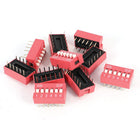 a14052300ux0218 12 Pins 6 Positions Ways Slide Type Dip Switch, 2.54 mm Pitch, Red
