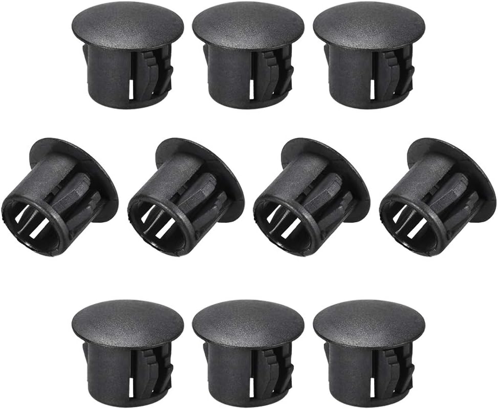 10pcs Mounting 10mm X 11mm Black Nylon Round Snap Panel Locking Hole Plugs Cover