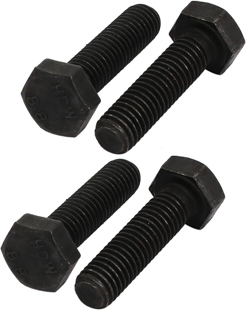 8.8 Grade M8x30mm Full Threaded Left Hand Thread Hex Head Bolt 4pcs