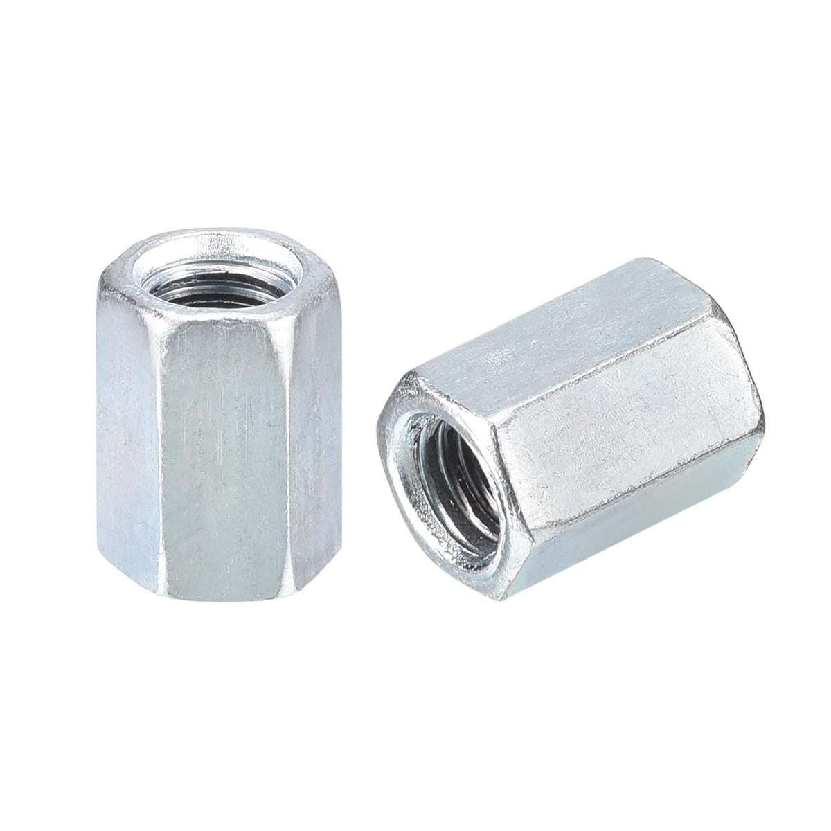 10pcs M8x12x16mm Coupling Nuts - Galvanized Carbon Steel Hex Threaded Rod Coupler for Furniture, Electronic, Industrial