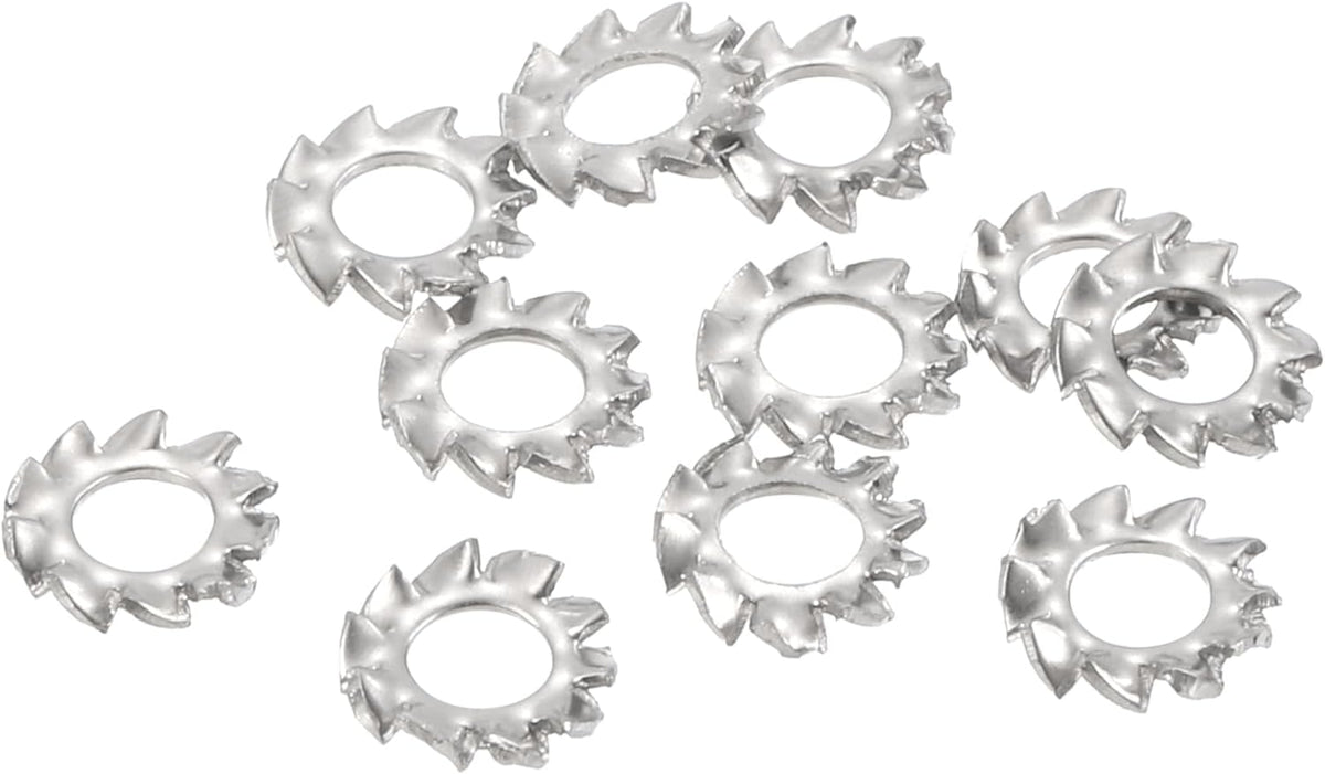 100Pcs External Tooth Washers, M2.5 304 Stainless Steel External Serrated Washer for Mechanical Equipment Fasteners, Silver