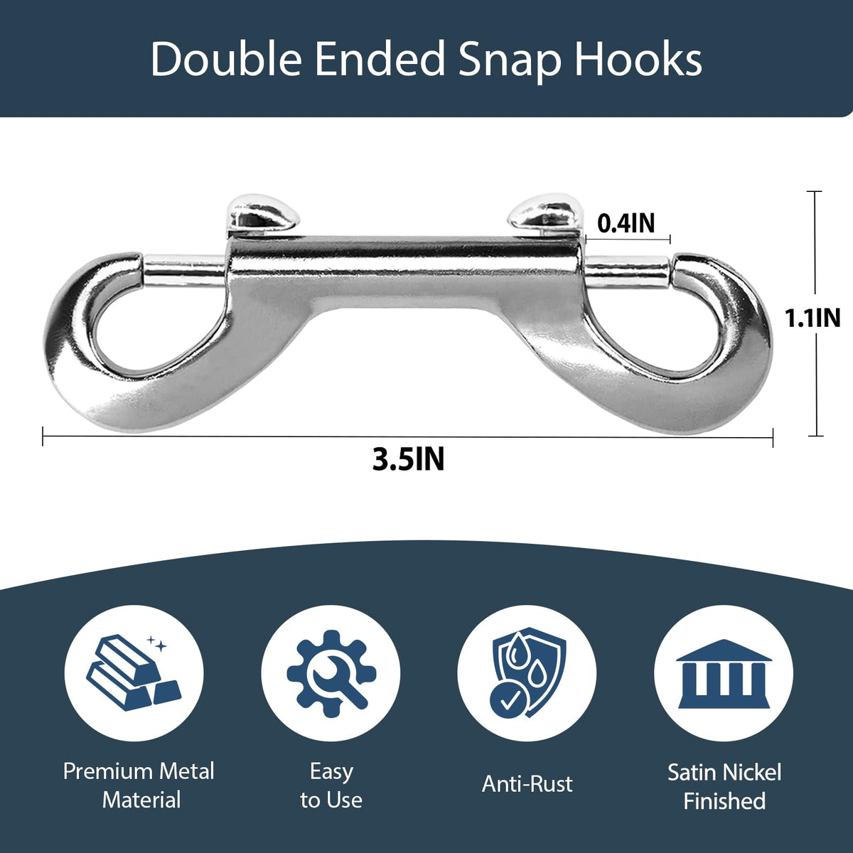 LinkMejor 10PCS 3.5 pulgadas Silver Double Ended Bolt Snaps Hooks para Hamacas