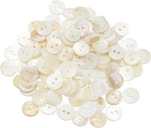 100Pcs Natural Shell Button, 2 Hole 11.5mm Mother of Pearl Buttons for Shirt Coats Suits Jacket Jeans Skirts DIY Sewing Crafts, White