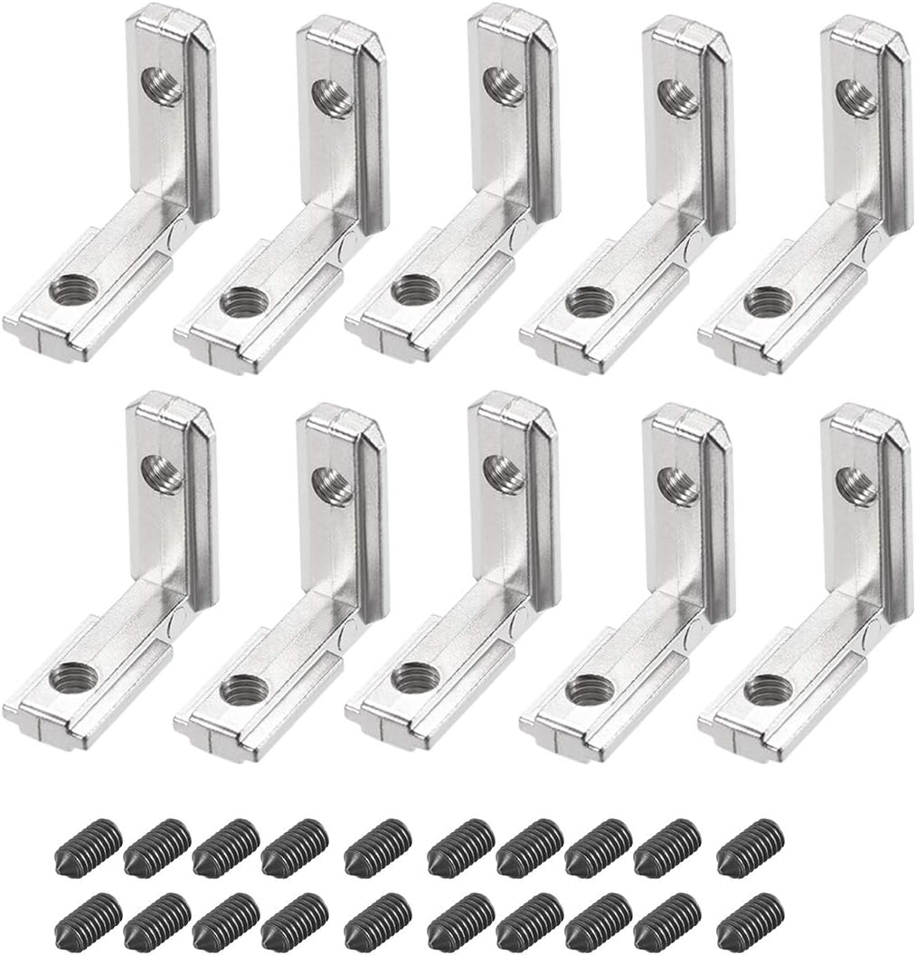 Interior Joint Bracket, Inside Corner Connector 2020 Series with Screws for Aluminum Extrusion Profile, 10 Pcs