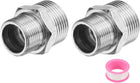 2pcs Hex Nipple Stainless Steel Pipe Fitting G1" Male x G1" Male Threaded Pipe Adapter Pipe Connector with PTFE Tape for Water, Gas, Fuel Pipeline (Silver Tone, 40mm/1.6")
