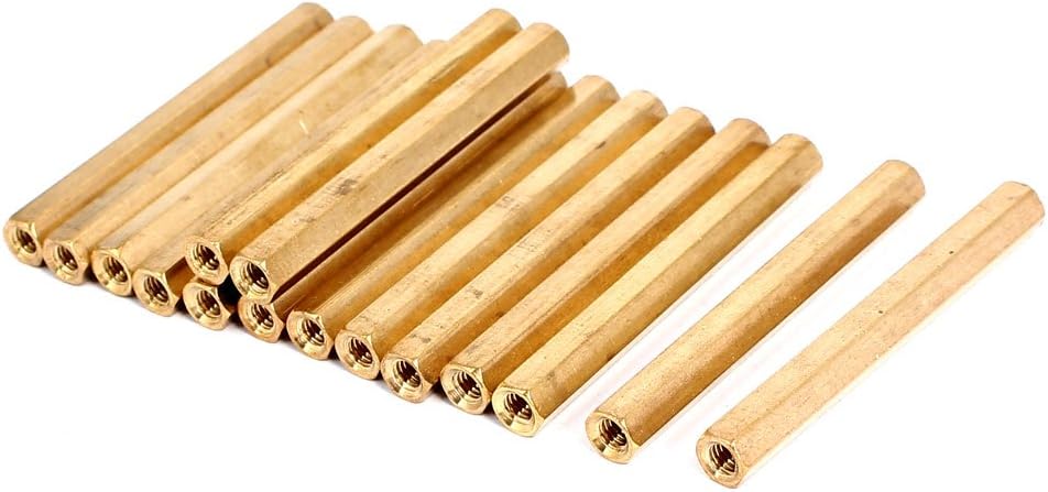 M4x55mm Female Thread Insulated Brass Standoff Hexagonal Spacer 15pcs