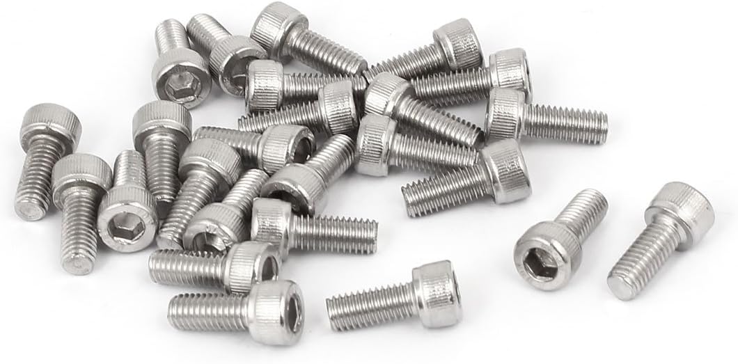 M5 x 12mm Thread 304 Stainless Steel Hex Socket Head Cap Screw Bolt DIN912 25pcs