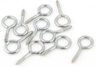 0.1"x1" Screw Eye Hooks Self Tapping Screws Screw-in Hanger Eye-Shape Ring Hooks Silvery 10pcs for Tie-Downs, Lifting and Securing Cables Wires