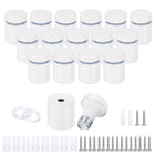 16 Pcs 3/4"x1-1/16" Standoff Screws, Stainless Steel Bathroom Mirror Wall Mounting Hardware Kit with Screws & Anchors for Acrylic Glass Sign Advertising Picture Frame, White