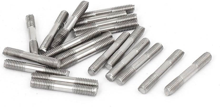M3x20mm 304 Stainless Steel Double End Threaded Stud Screw Bolt 20pcs