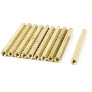 M3 X 50mm Female Thread Ordinary Brass Hex Standoff PCB Pillar Spacer 10pcs