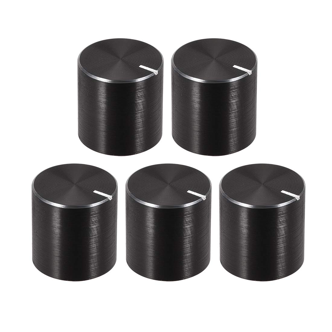 5pcs Potentiometer Knob Knurled Shaft Black Aluminum Smooth Surface Rotary Knob 13mmx13mm Volume Control Knob