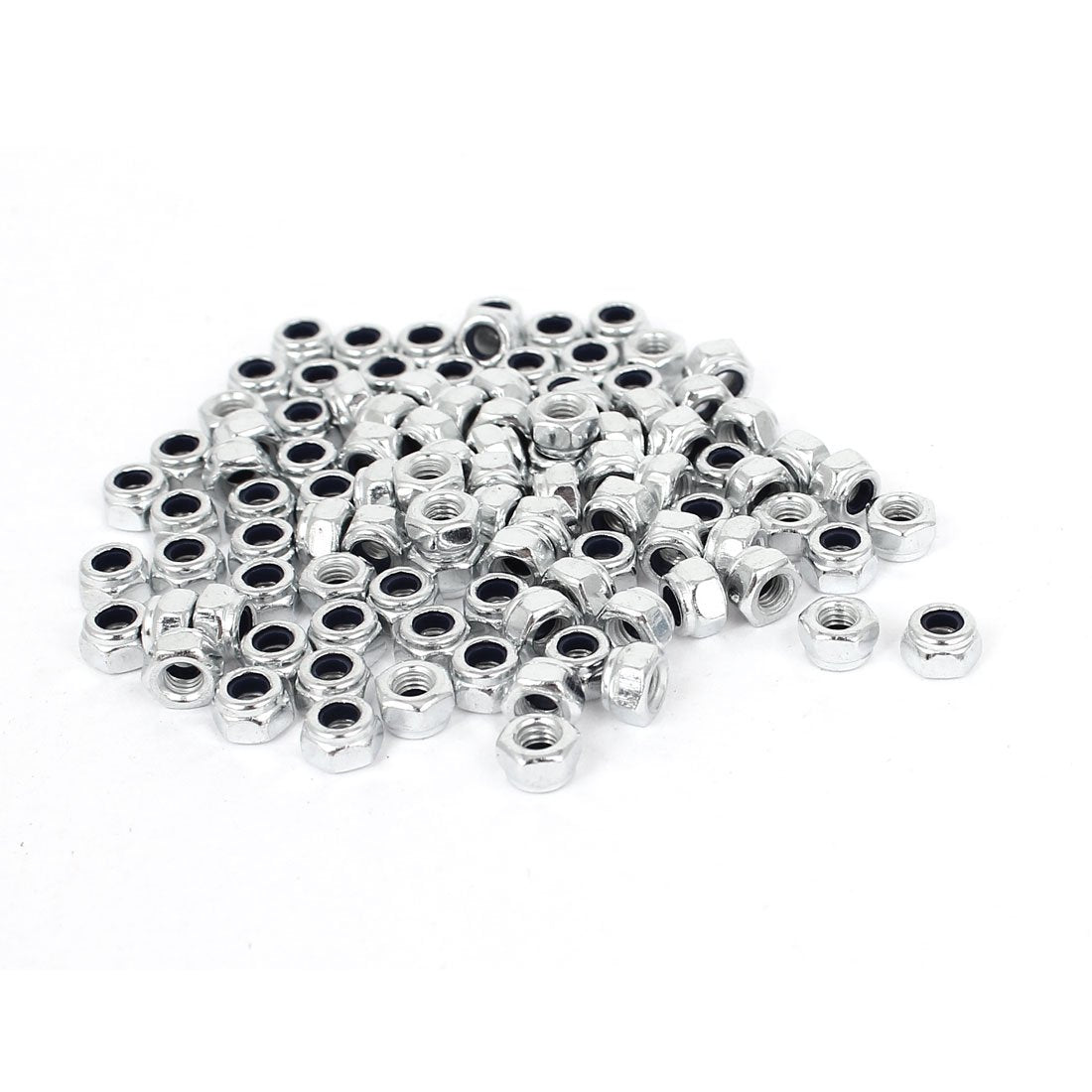 M3 x 0.5mm Zinc Plated Nylock Nylon Insert Hex Lock Nuts 100pcs