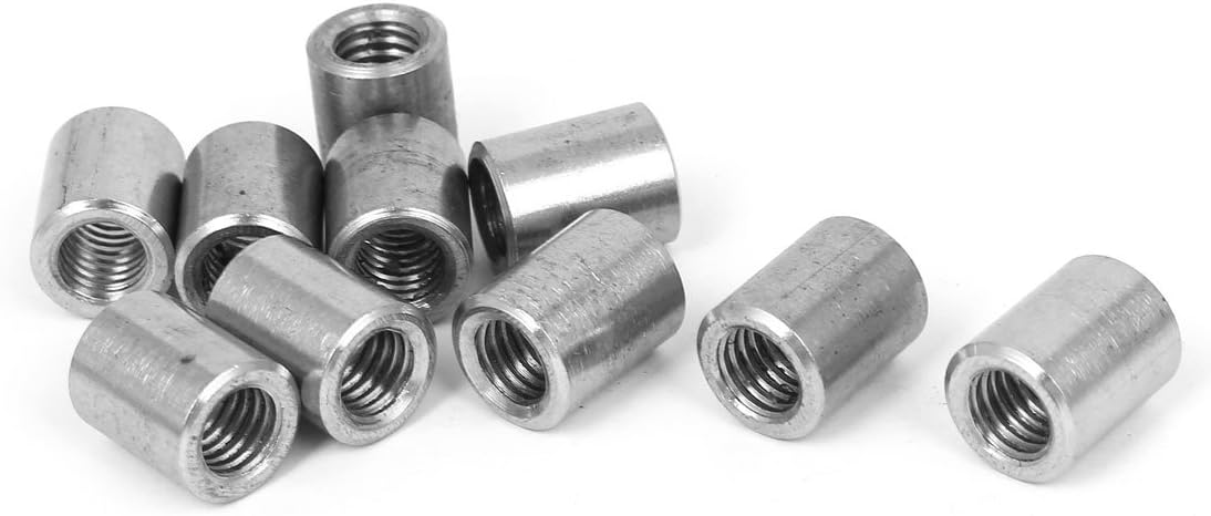 a16050300ux0582 Round Connector Nuts M8x15x12mm Threaded Insert Tube Adapter 304 Stainless Steel Round Connector Nuts 10Pcs