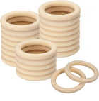 25Pcs Natural Wood Rings, 65mm/2.6inch Unfinished Smooth Macrame Circles Wooden Ring for Crafts DIY Projects Macrame Jewelry Pendant Making (10mm Thick)