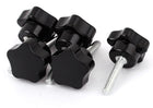 M6 x 30mm Male Thread Star Shaped Head Knurled Knob Black 5 Pcs