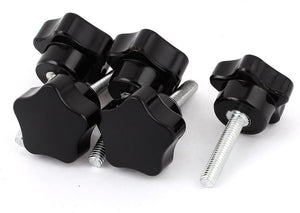 M6 x 30mm Male Thread Star Shaped Head Knurled Knob Black 5 Pcs