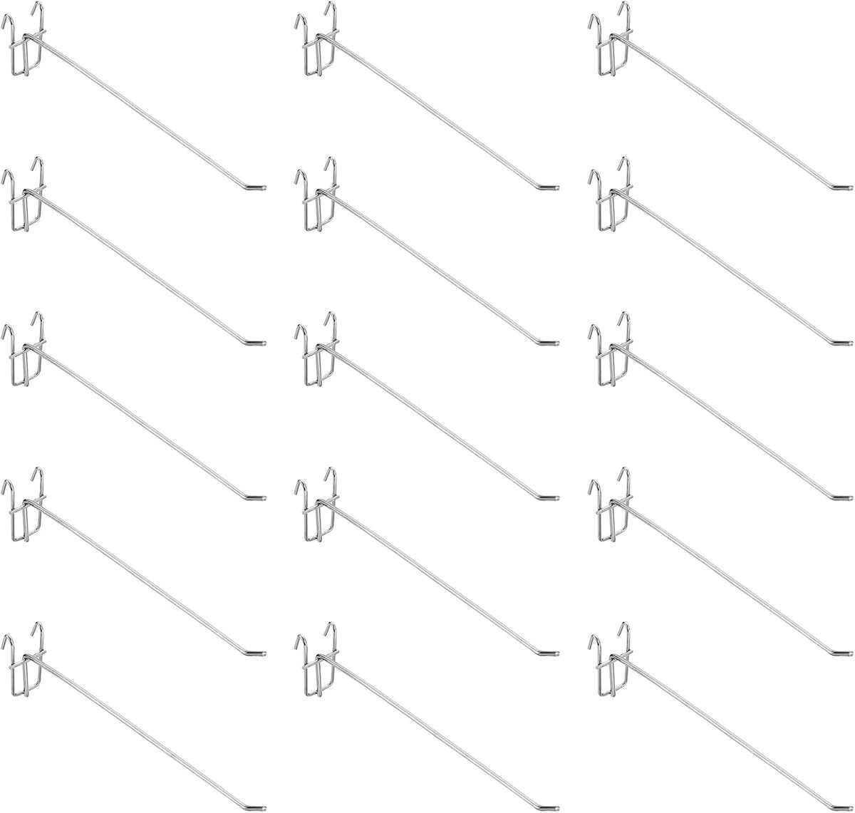 15Pcs 9.84" Pegboard Hook Display Hook, Metal Grid Wall Bracket Peg Board Display Hook Panels Hooks for Supermarkets, Boutiques, Accessories Stores, and Department Stores (Silver)