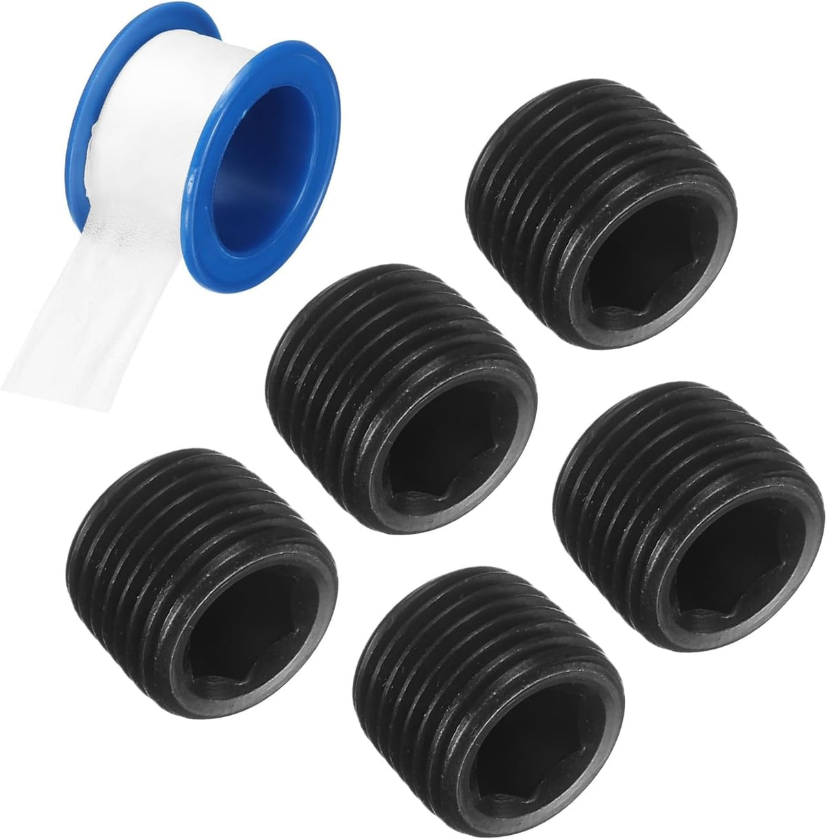 5Pcs PT 1/8 Carbon Steel Pipe Plug Fitting, Male Internal Hex Thread Socket Pipe Cap, Countersunk Plug for Sealing Pipe Port, Pneumatic Solenoid Valve