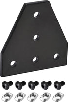 Corner Bracket Plate T Shape 60x60mm 5-Hole Outside Joint Kits 2020 Aluminum Profile with T Nuts and Hex Socket Screws Black for Frame Structure