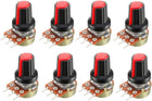 8Pcs 50K Ohm Variable Resistors Single Turn Rotary Carbon Film Taper Potentiometer with Knobs