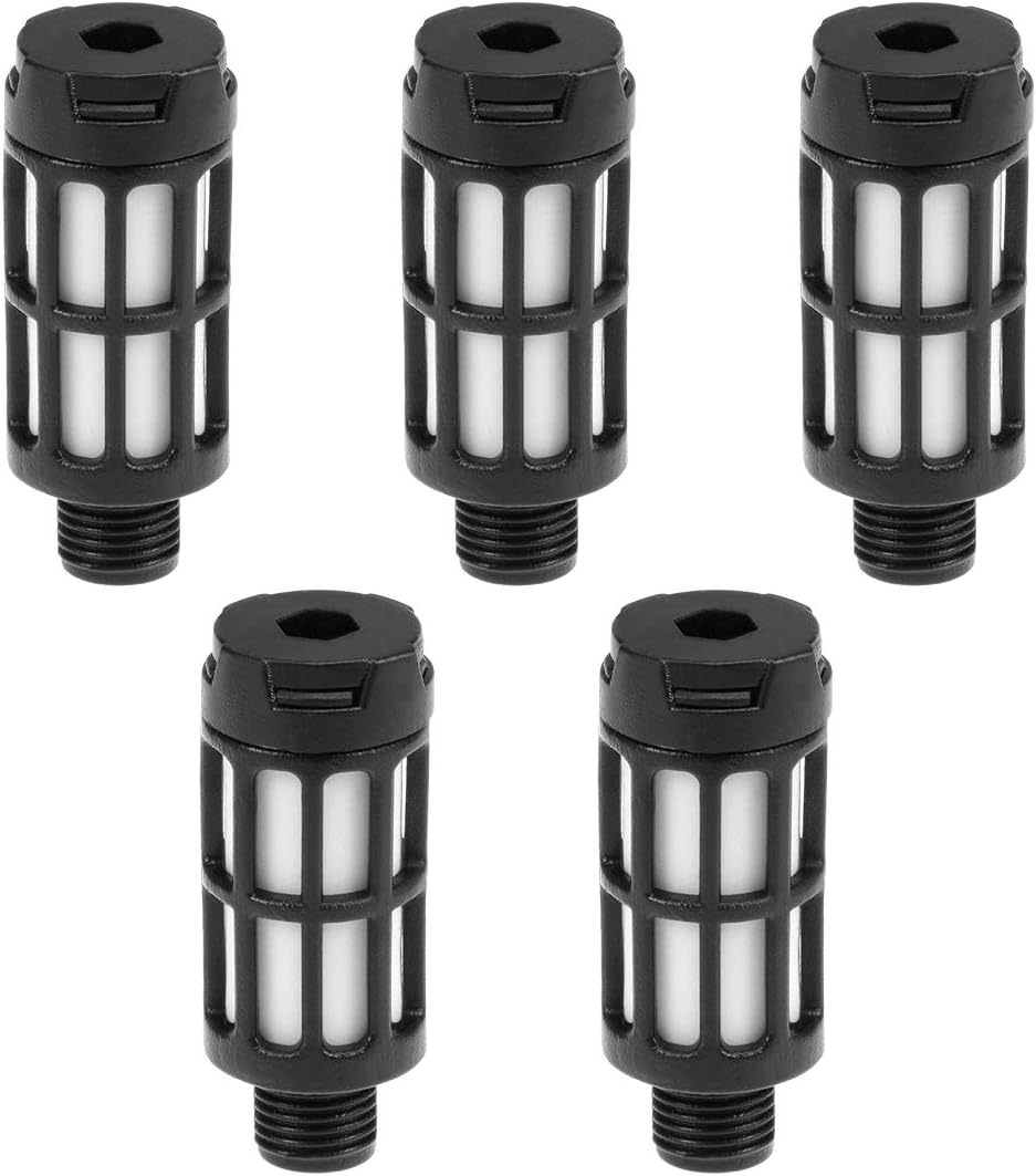 Plastic Pneumatic Muffler Exhaust 1/8 G Black, 5pcs