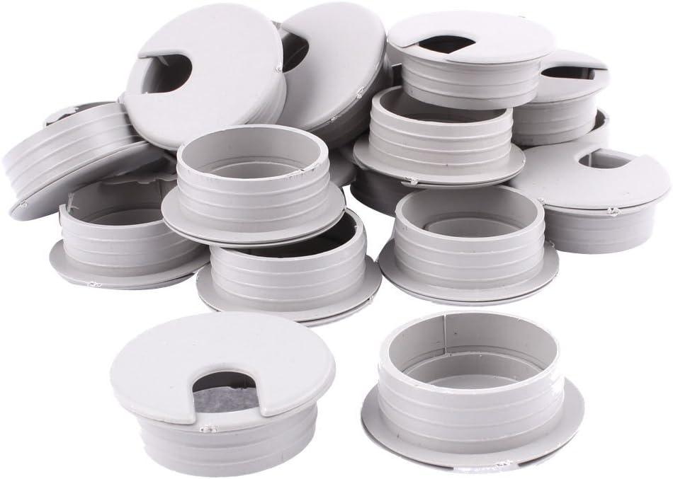 Plastic Computer Desk Grommet Wire Cable Hole Cover 35mm 24pcs Gray