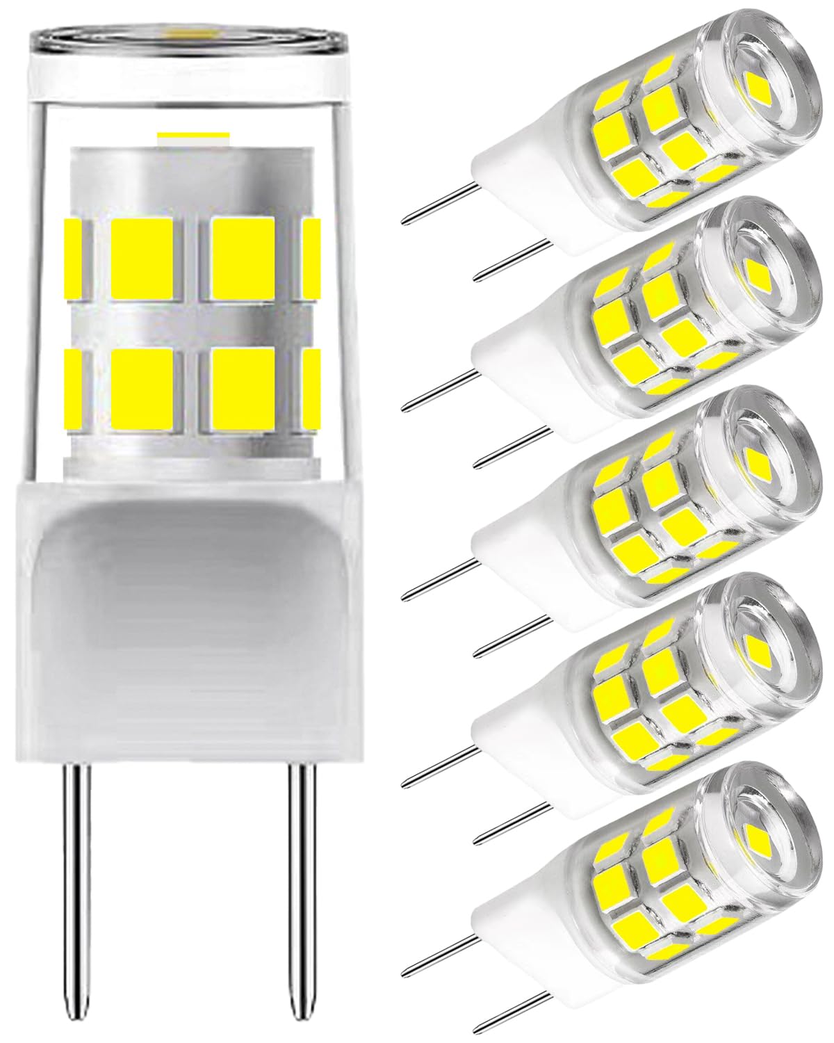 5Pack Ampoule LED G8, Remplacement 20-25W Ampoule Halogène T4, 3W, Blanc Jour 6000K
