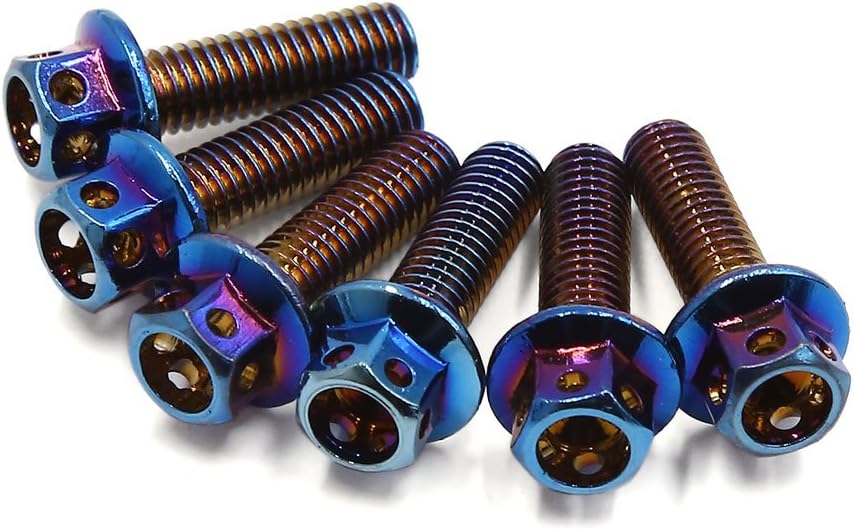 6pcs Colorful M6 Motorcycle Titanium Alloy Hexagon Bolts Fastener Clips Screws