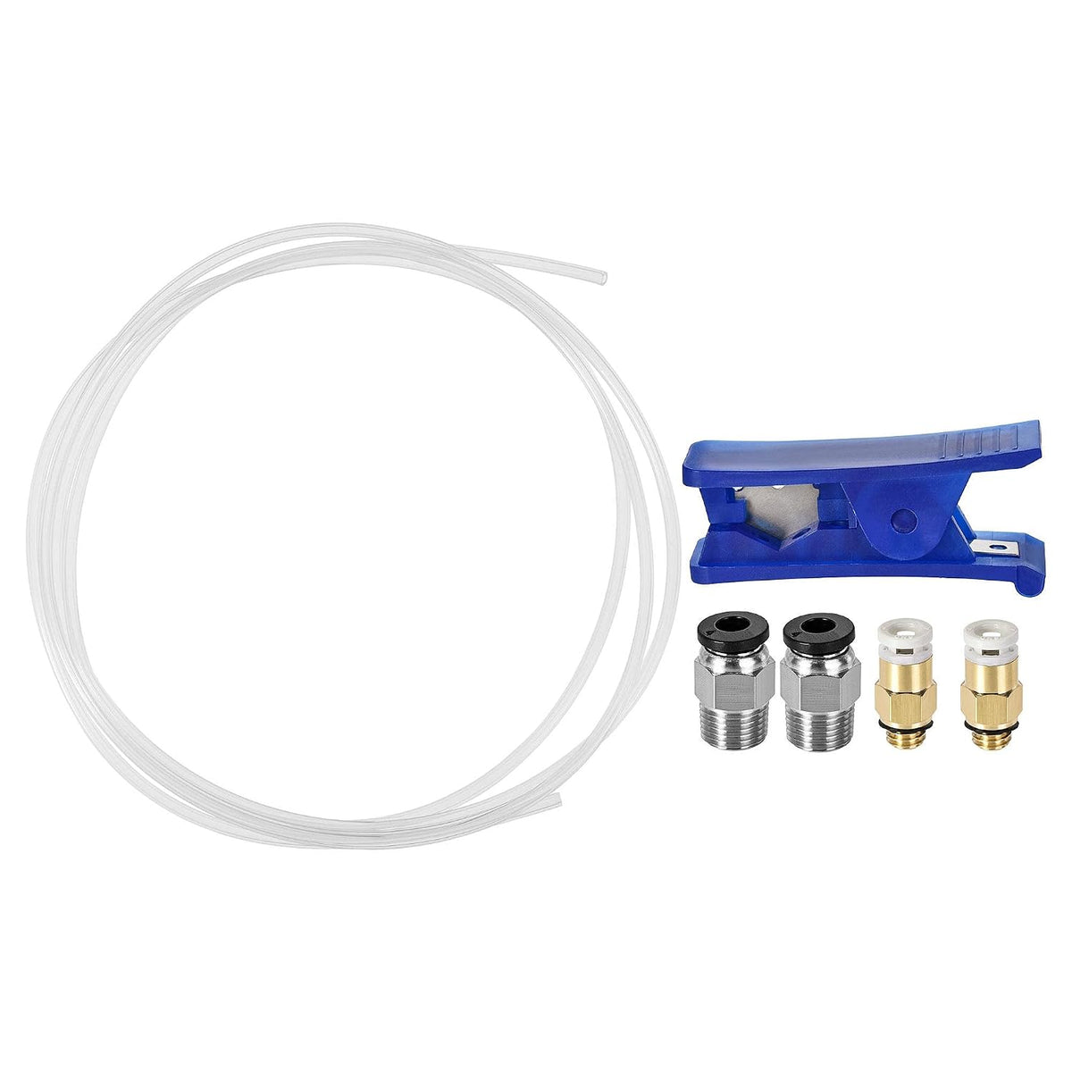 PTFE Tubing Hose for 3D Printer 1.75mm Filament Transparent 6.56ft Length with Tube Cutter and Pneumatic PC4-M6(for Remote Extruder)/M10 Fittings
