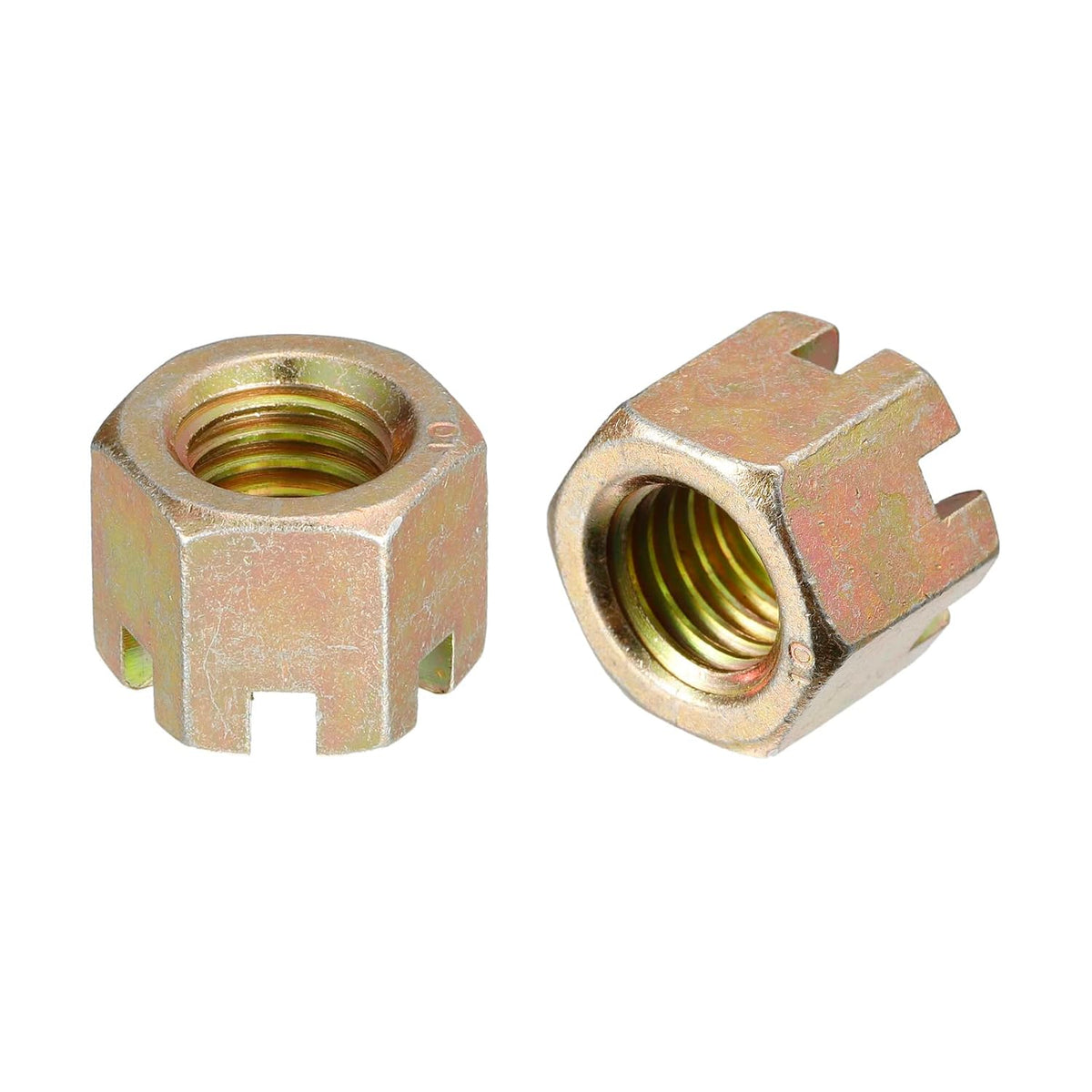 5Pcs M14x2mm Hexagon Slotted Nut, Grade 10 Carbon Steel Hex Castle Nuts, Color Zinc