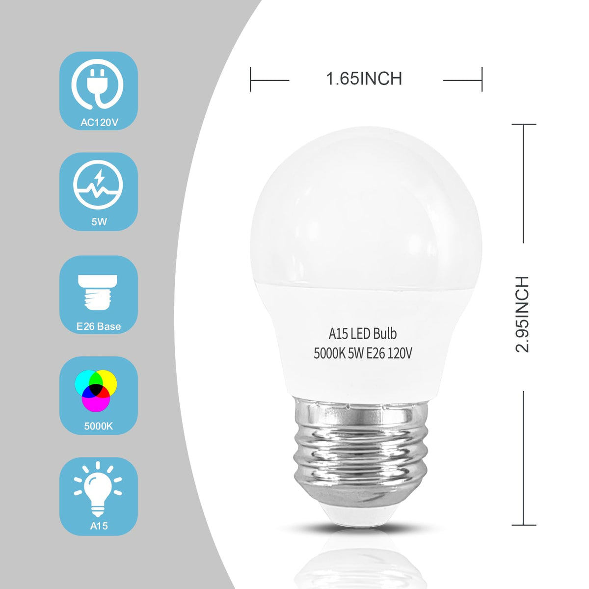 LänkMejor LED kylskåpslampa 2-pack，Dimbar A15 5000K 40W ekvivalent