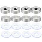 8 Pcs Standoff Screw Caps, 0.63" Dia Stainless Steel Standoff Nail Accessory Glass Nail with 8 Rubber Gaskets for Acrylic Frame Advertising Board Connect and Fix, Brushed Silver