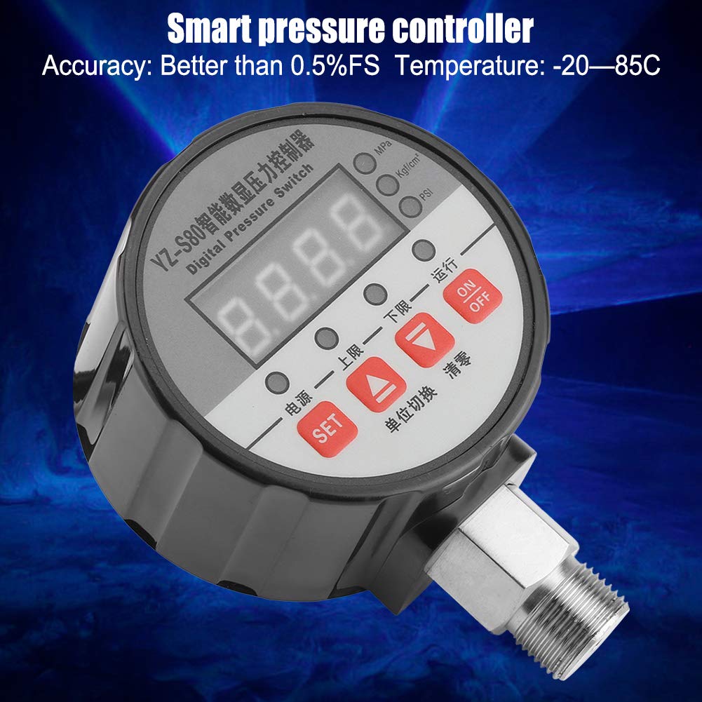 LinkMejor 220V Interrupteur de Pression d'Air Numérique avec Capteur de Pression à Affichage Numérique LED 4 pour le Contrôle du Compresseur d'Air