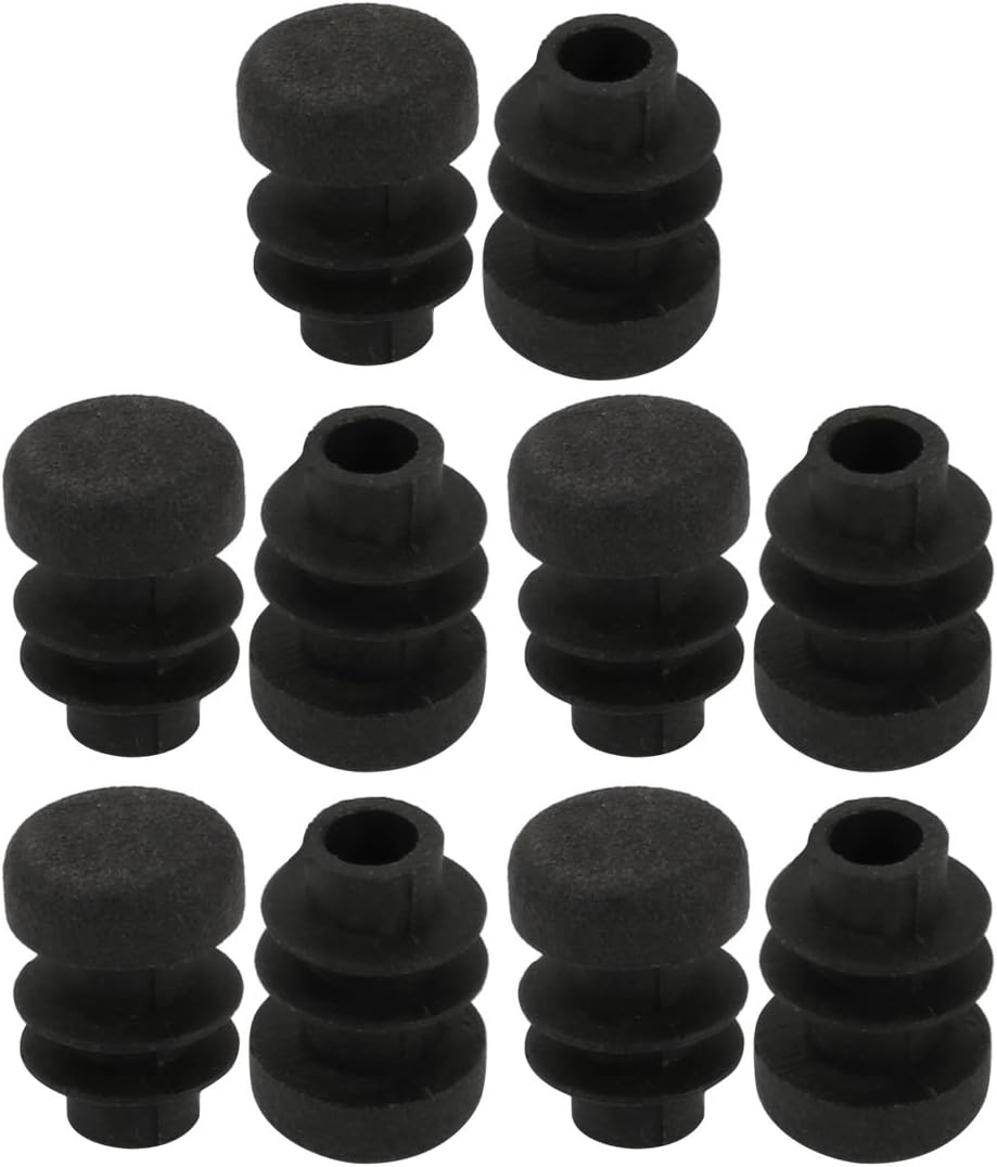 10pcs 12mm Diameter Tube Insert Chair Leg Cap Round Black Plastic Tubing Plug