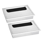 2Pcs Cable Hole Cover 110mm x 68mm Aluminum Alloy Rectangle Desk Wire Cord Cable Grommets Hole Cover for Office PC Desk Cable Cord Organizer, Silver Tone