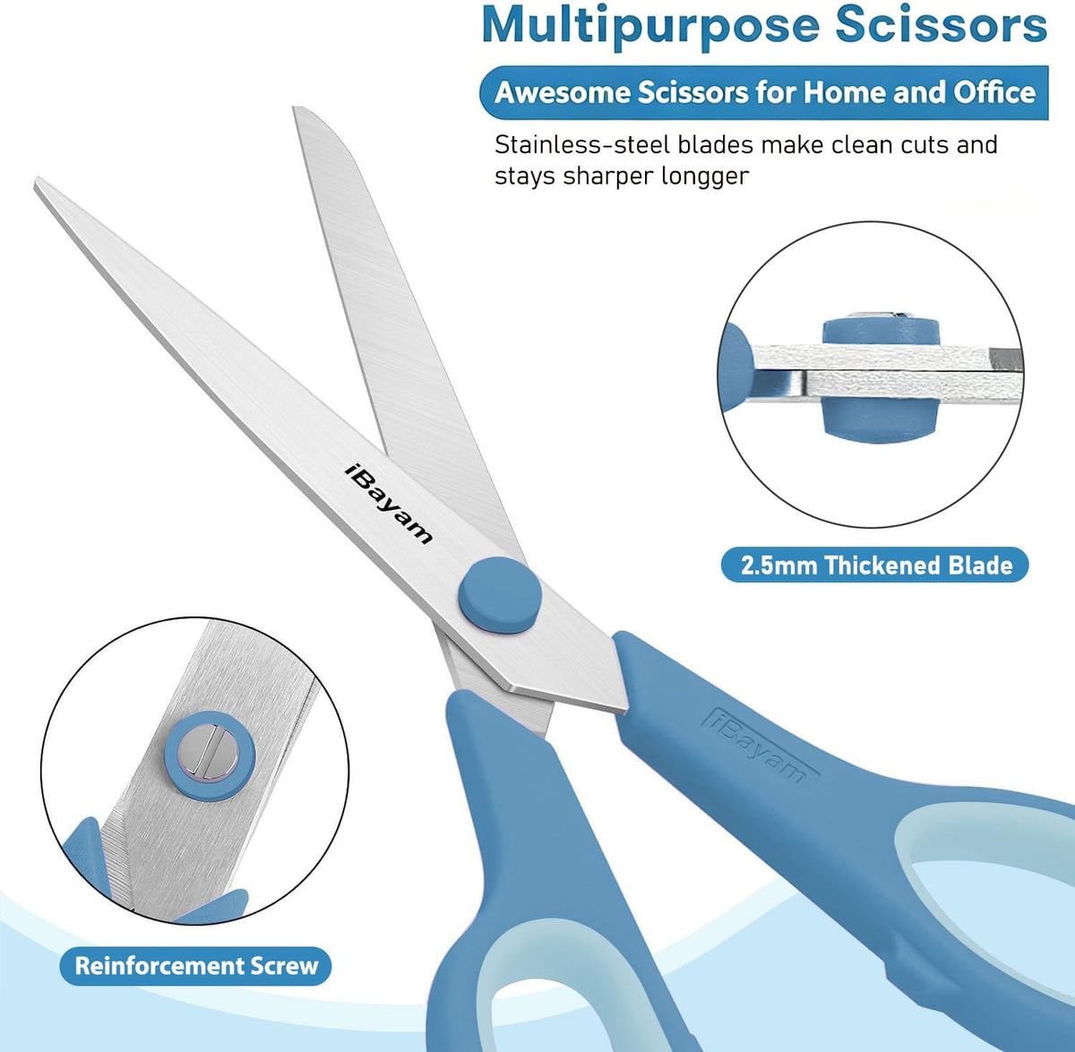 LinkMejor 8.5" Pastel Skärmar All Purpose Heavy Duty 3-pack, 2.5mm Skarpe Blad