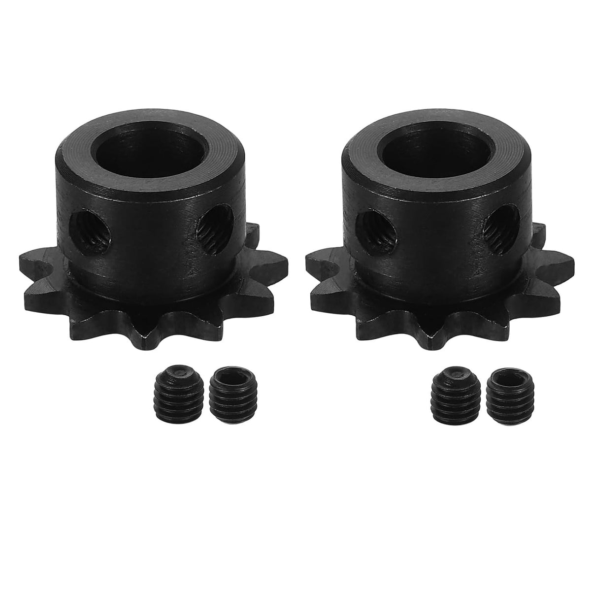 2 Pcs #25 Chain Roller Sprocket 10mm Bore, 11 Tooth C45 Carbon Steel ANSI #25 Roller Sprocket Round Hole with Set Screws for ISO 04C Chain