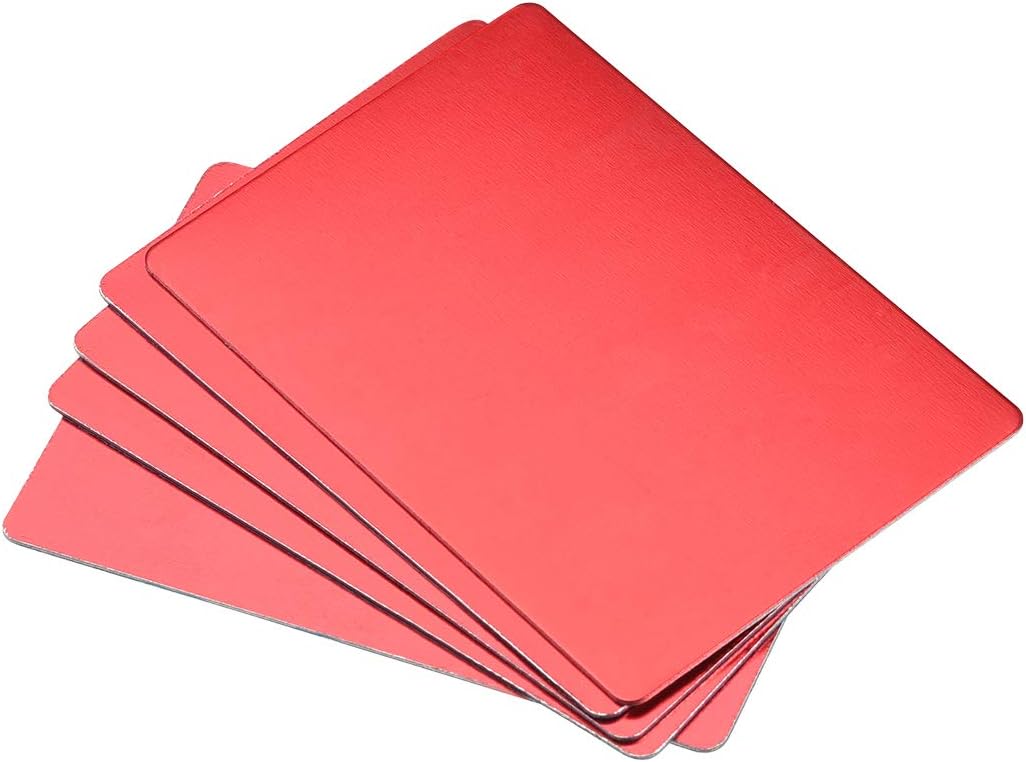 Blank Metal Business Card 66x45x0.6mm Anodized Aluminum Plate for DIY Laser Printing Red 5 Pcs