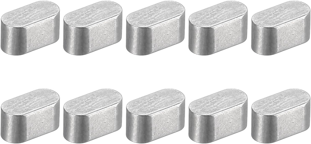 10Pcs Round Ended Feather Key, 4x4x8mm Stainless Steel Professional Parallel Drive Shaft Key Stock for Fasteners Mechanical Industry