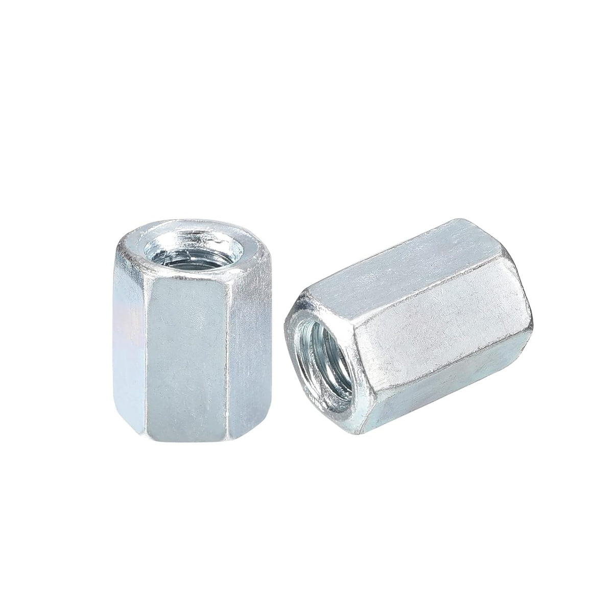 20pcs M6x10x12mm Coupling Nuts - Galvanized Carbon Steel Hex Threaded Rod Coupler for Furniture, Electronic, Industrial