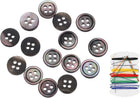 15Pcs Natural Shell Button, 4 Hole 9mm Mother of Pearl Buttons with Sewing Thread Kit for Shirt Coats Suits Jacket Jeans Skirts DIY Sewing Crafts, Black