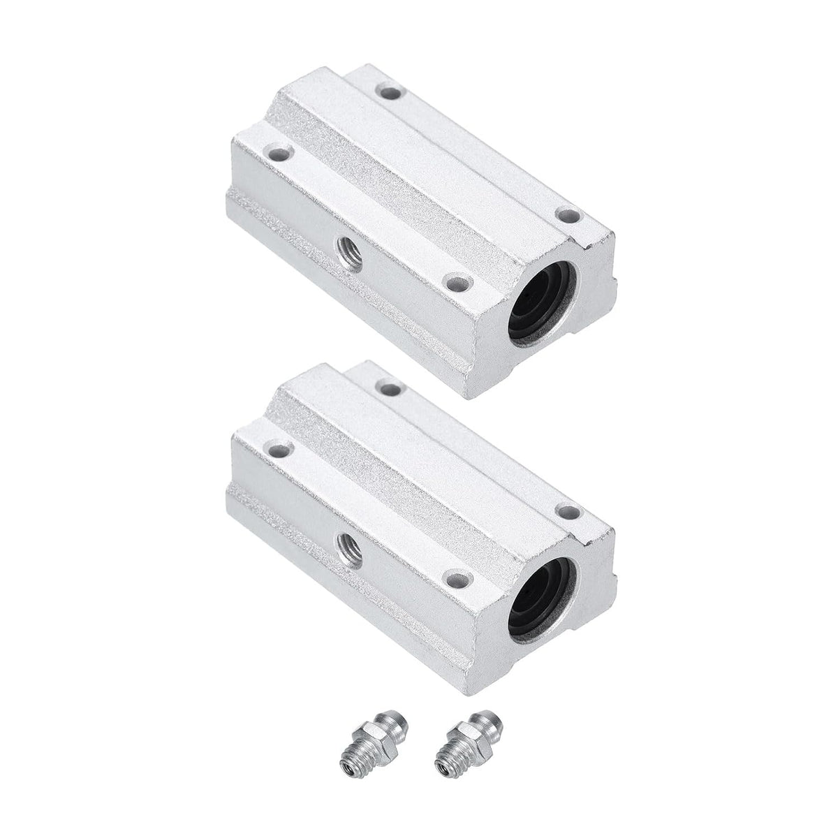 2PCS SCS8LUU Linear Motion Ball Bearing Slide Bushing Aluminum 58mm Long Linear Roller Bearing Slide Block for 8mm Round Shaft Rod in 3D Printer, CNC Machine, Silver Tone