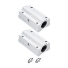 2PCS SCS8LUU Linear Motion Ball Bearing Slide Bushing Aluminum 58mm Long Linear Roller Bearing Slide Block for 8mm Round Shaft Rod in 3D Printer, CNC Machine, Silver Tone