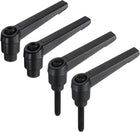 4pcs Clamping Lever Adjustable Handle Set Metric M5 x 25mm Male & M5 Female Thread Level Handles Hand Stud Knobs Quick Release Black for Lathe Machinery