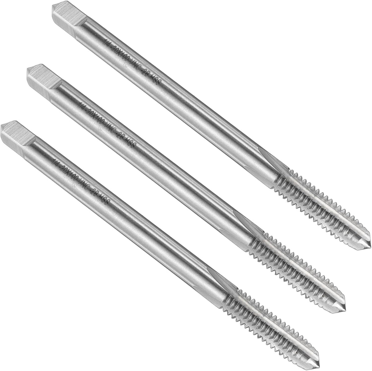 3pcs Straight Flute Screw Taps 1/4-20 UNC 2B Thread 4" Extra Long HSS6542 Machine Threading Milling Tap Tapping Tools